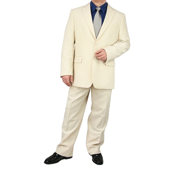 2pc. Men's Regular Fit Single Breasted Suit-Beige - Picture 2 of 3